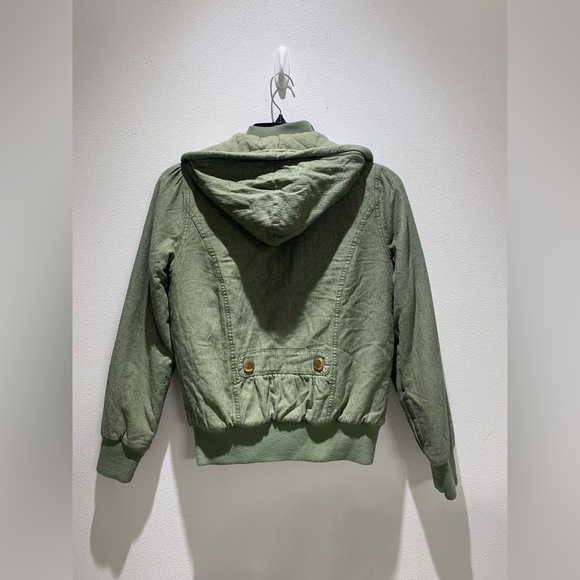 Roxy Women's Hooded Jacket Quilted Lining 100% Cotton Pockets Green Size L - Picture 3 of 10